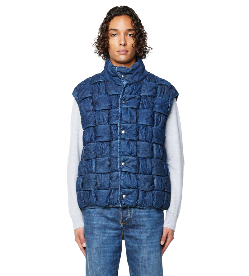 Tech Nylon Intrecciato Vest Blue - XL