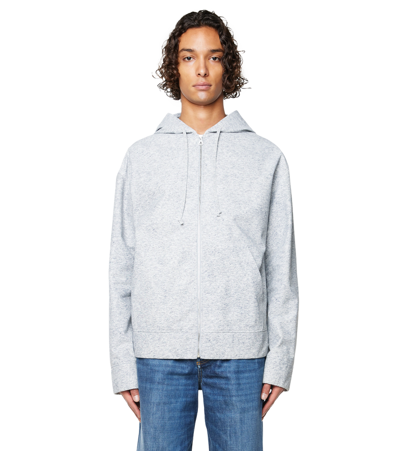 Printed Leather Jersey Hoodie Light Grey - L
