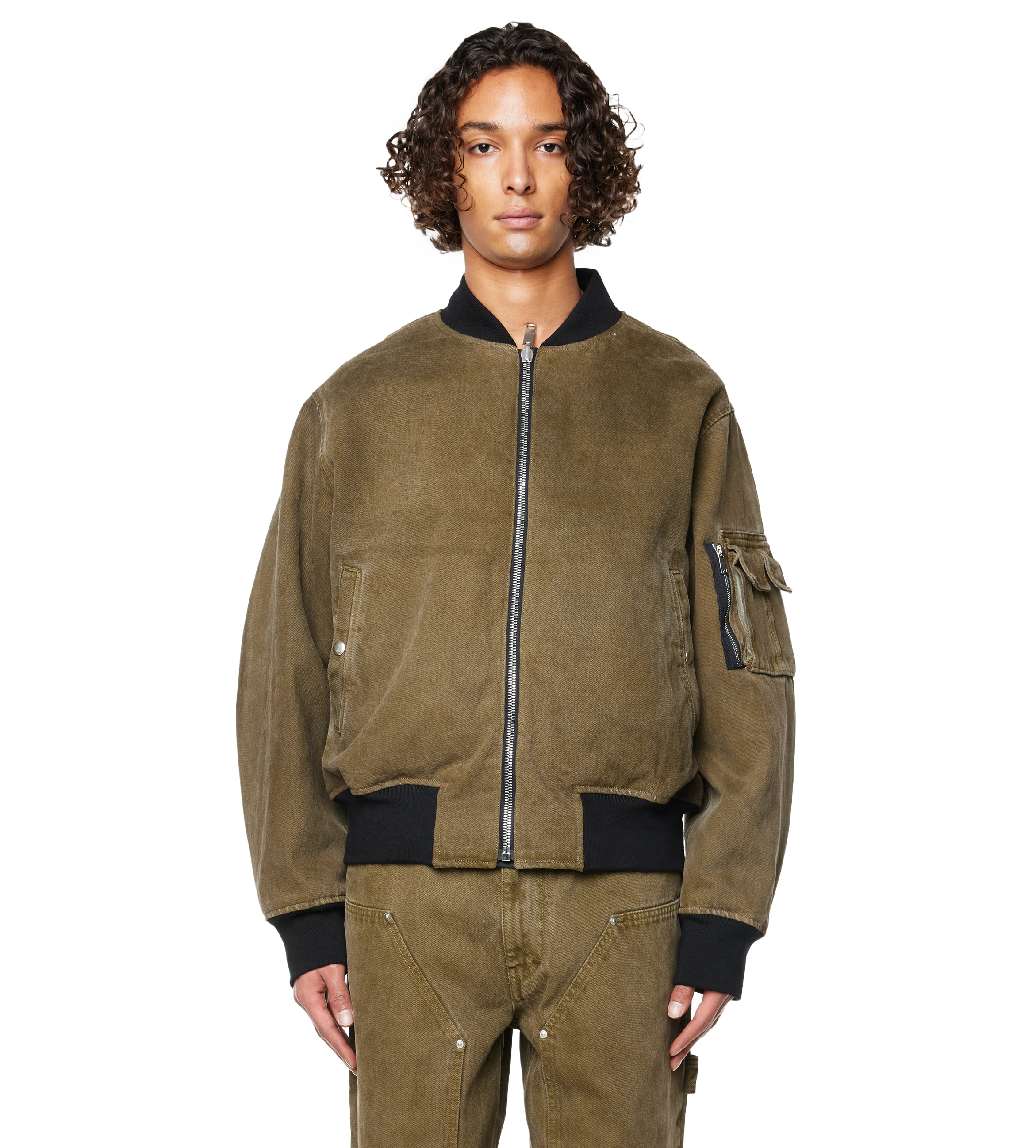 Green and sales black bomber jacket