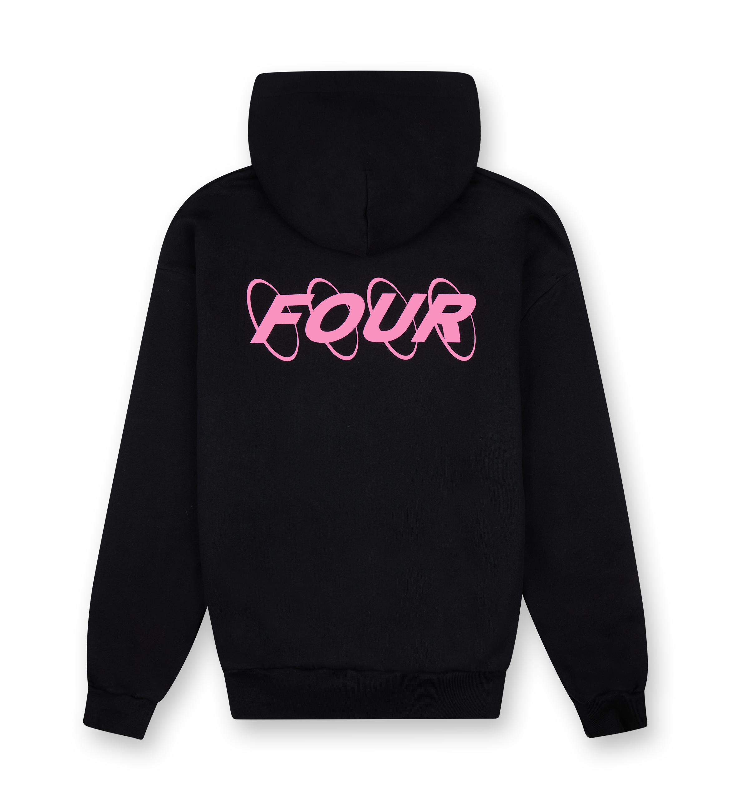 Black hoodie pink writing hotsell