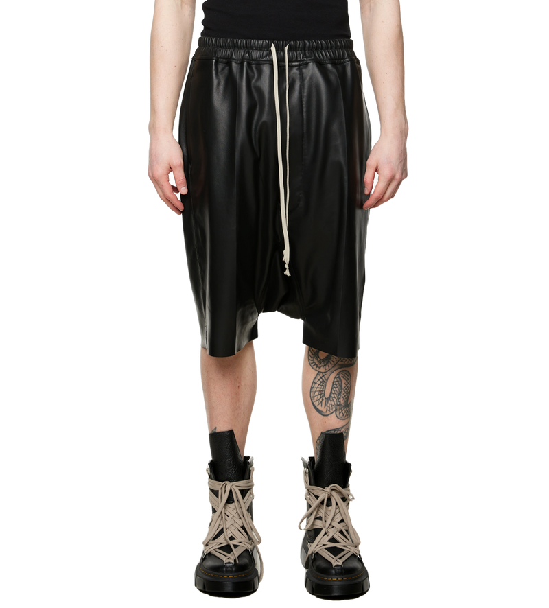 Pod Wide-leg Leather Drawstring Shorts - 50