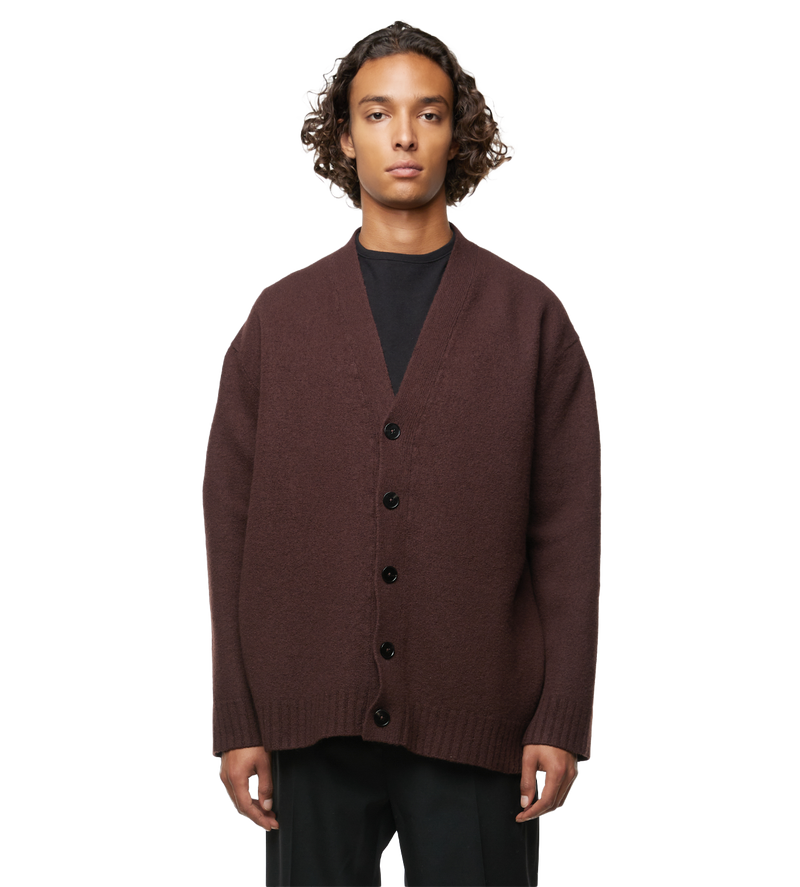 V-neck Wool Cardigan Brown - 50