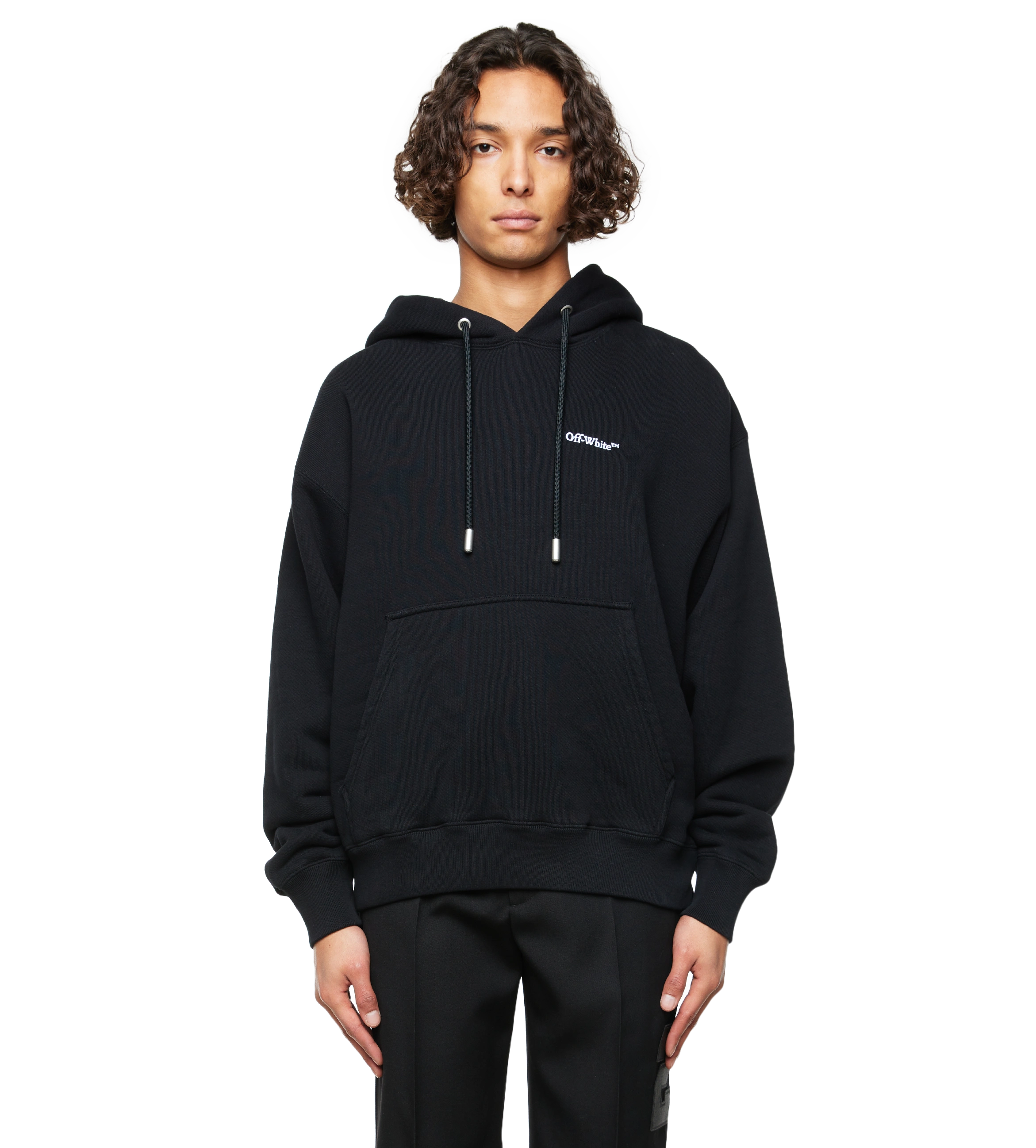 Logo Embroidered Organic Cotton Hoodie Black