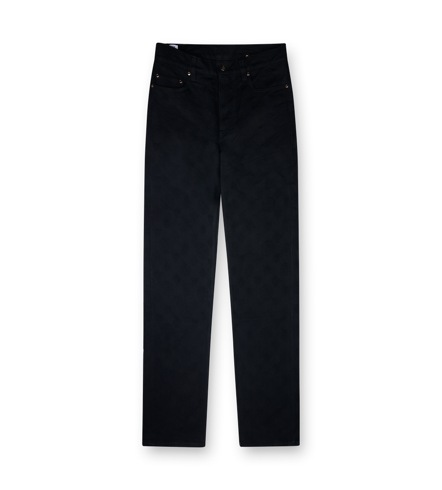 Casablanca Denim Monogram Straight Leg Jeans in Black