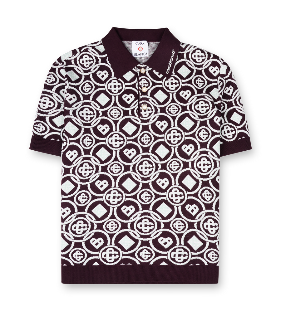 Aubergine and white patterned Casablanca polo shirt