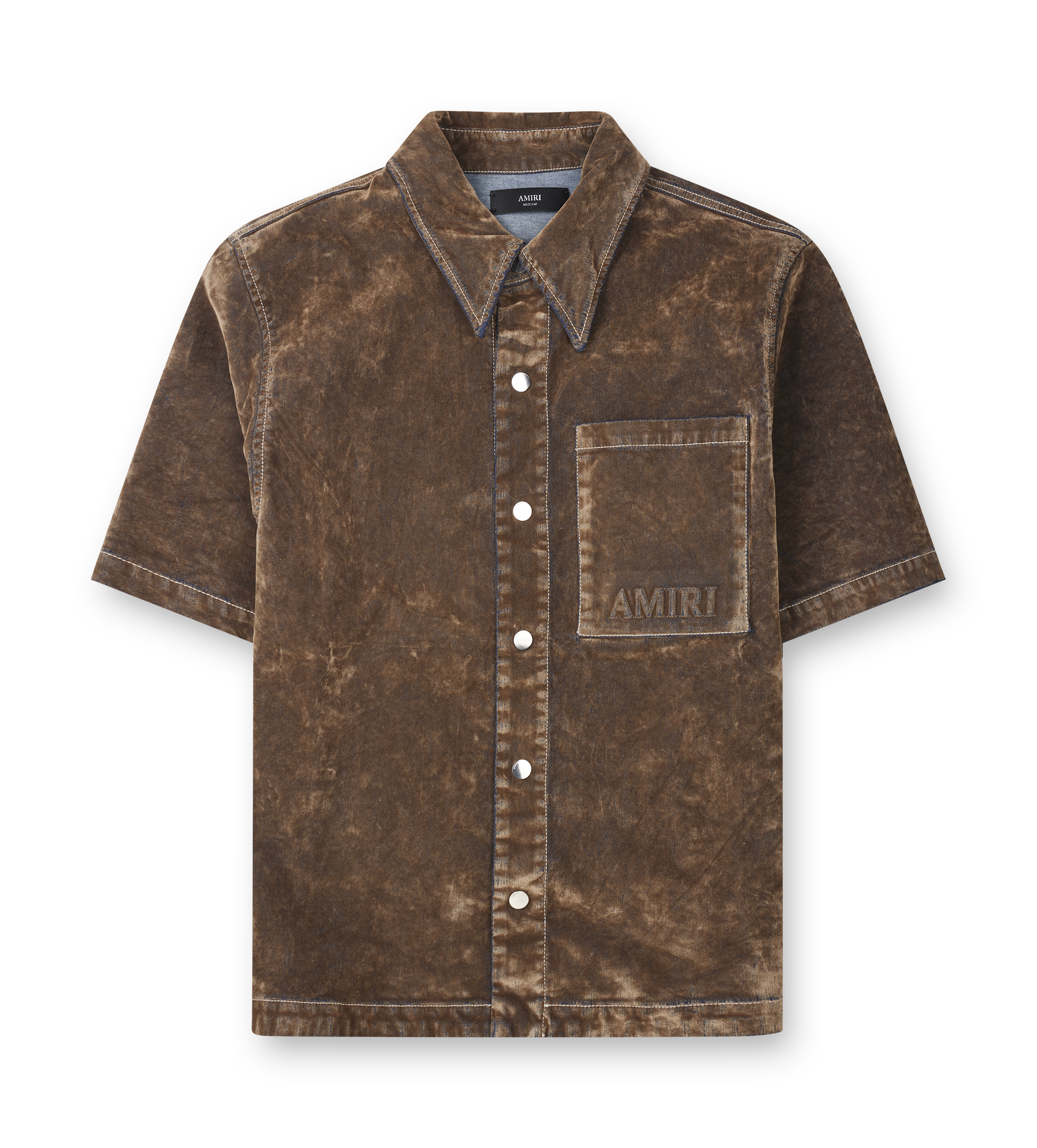 Amiri Velvet Camp Shirt in Tan