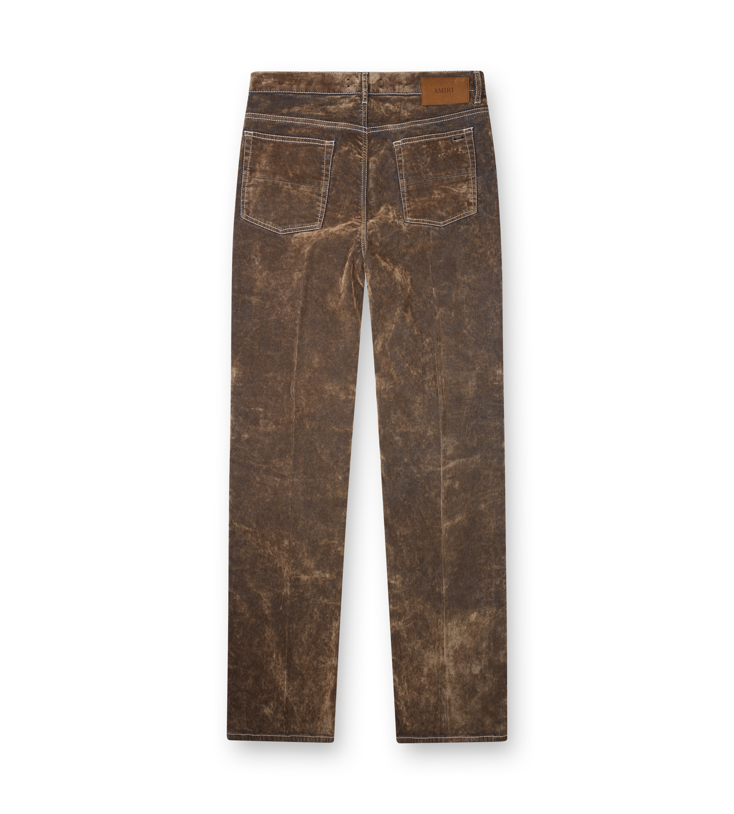 AMIRI Embroidered Flare Jeans in Brown Velvet Denim