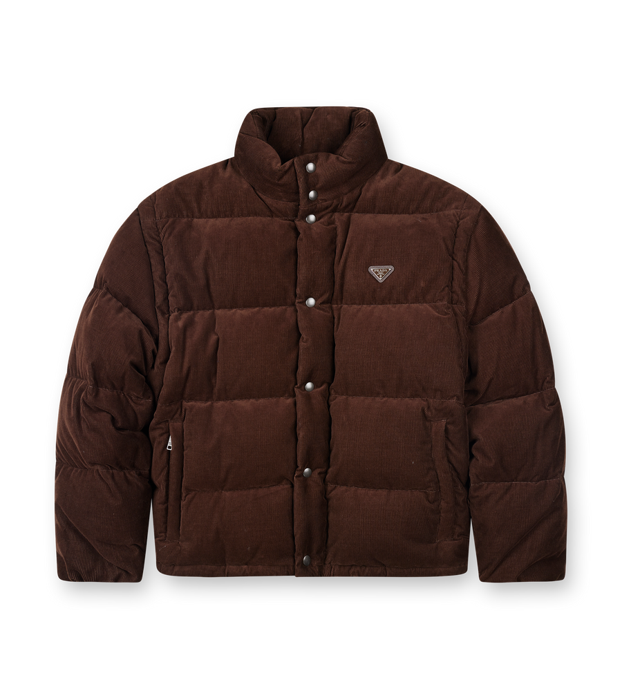 Prada Medium-Weight Corduroy Down Jacket in Brown