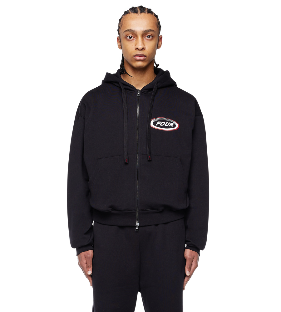 Reconstructed Circles Zip Up Hoodie Black