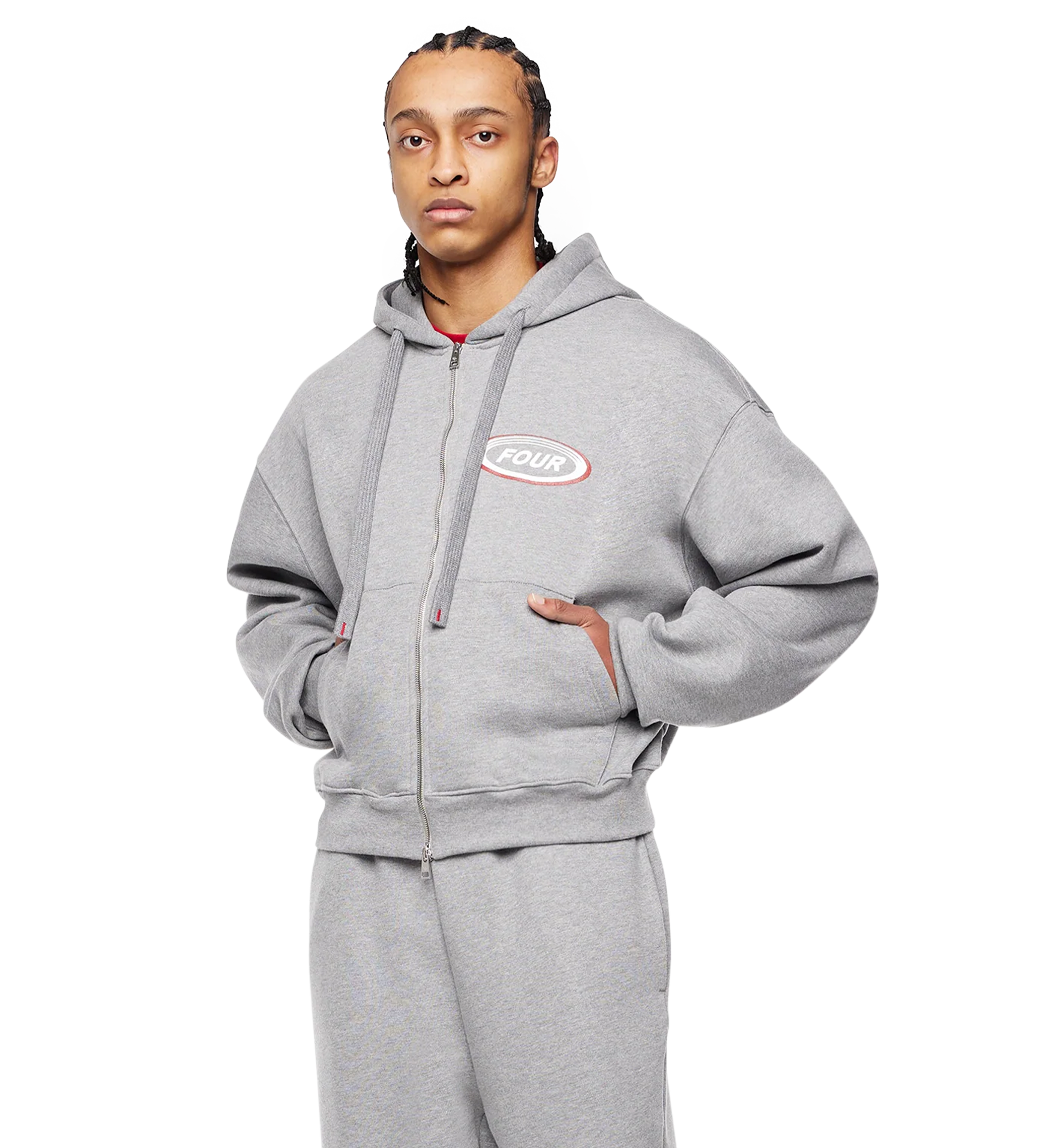 Reconstructed Circles Zip Up Hoodie Grey Melange