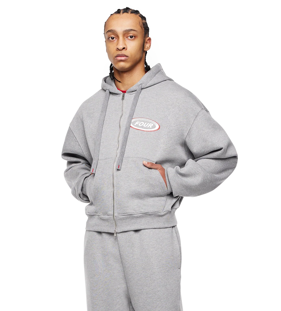 Reconstructed Circles Zip Up Hoodie Grey Melange