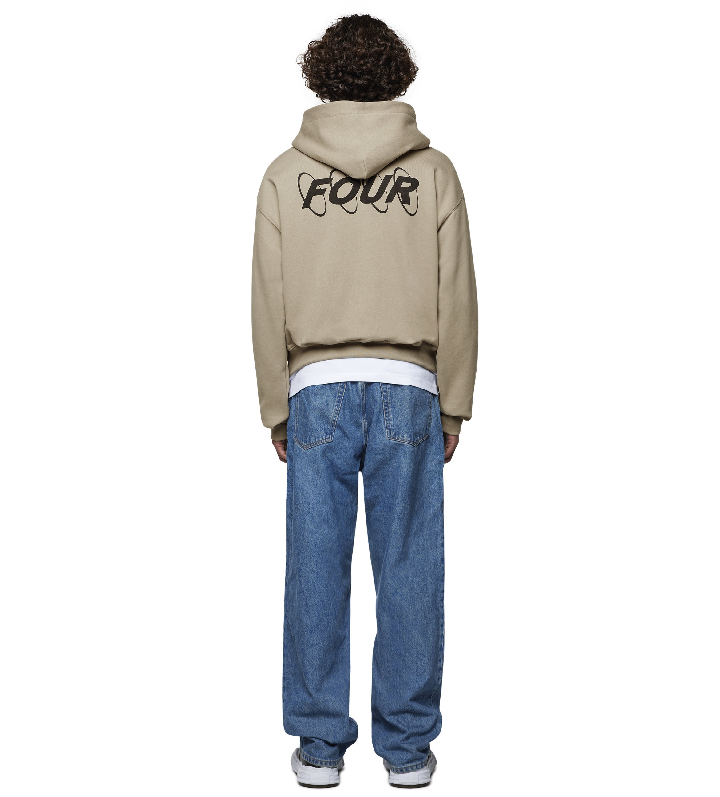 Circles Boxy Zip Up Hoodie Vintage Khaki