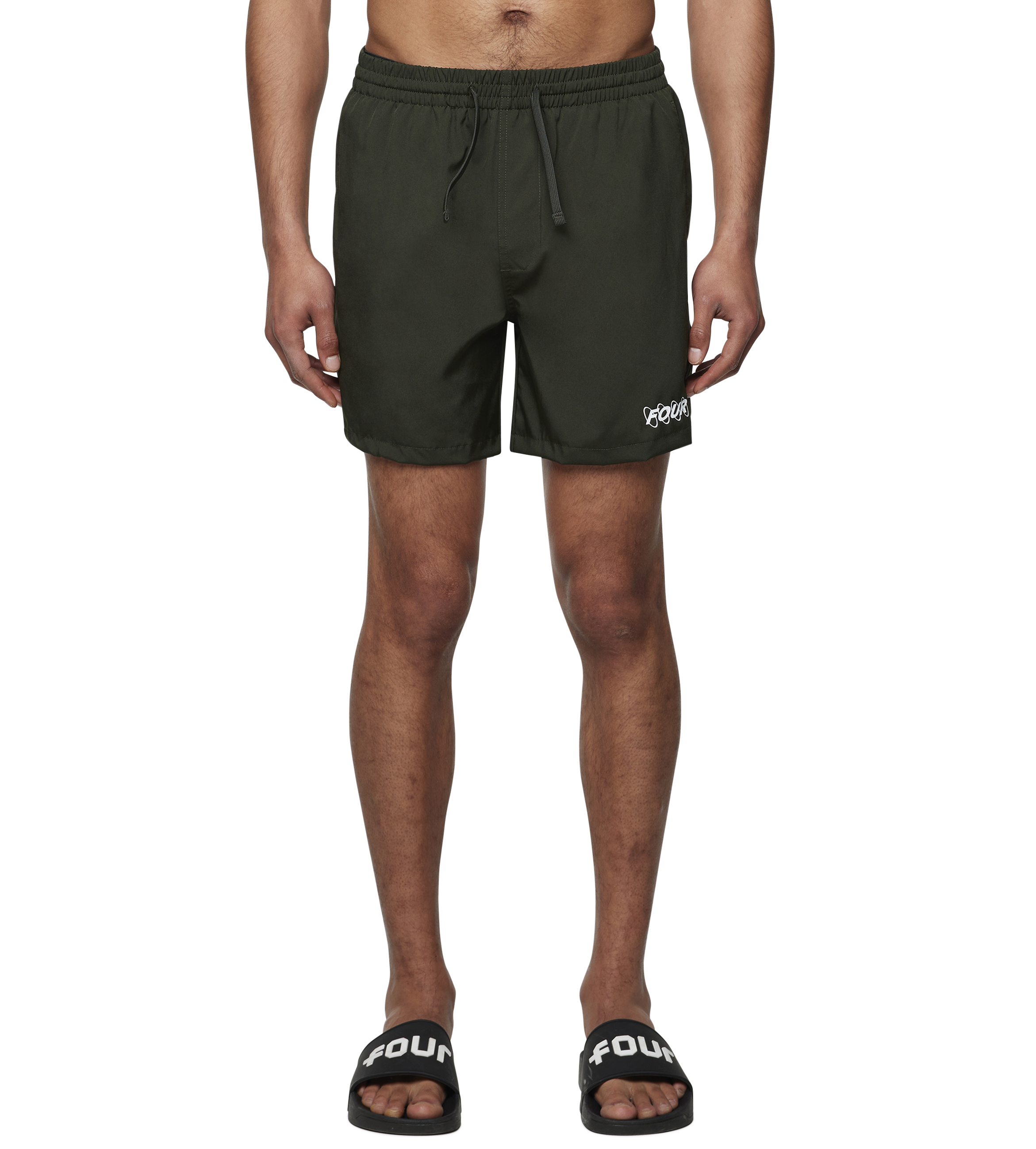 Circles Swim Shorts Army Green/ White