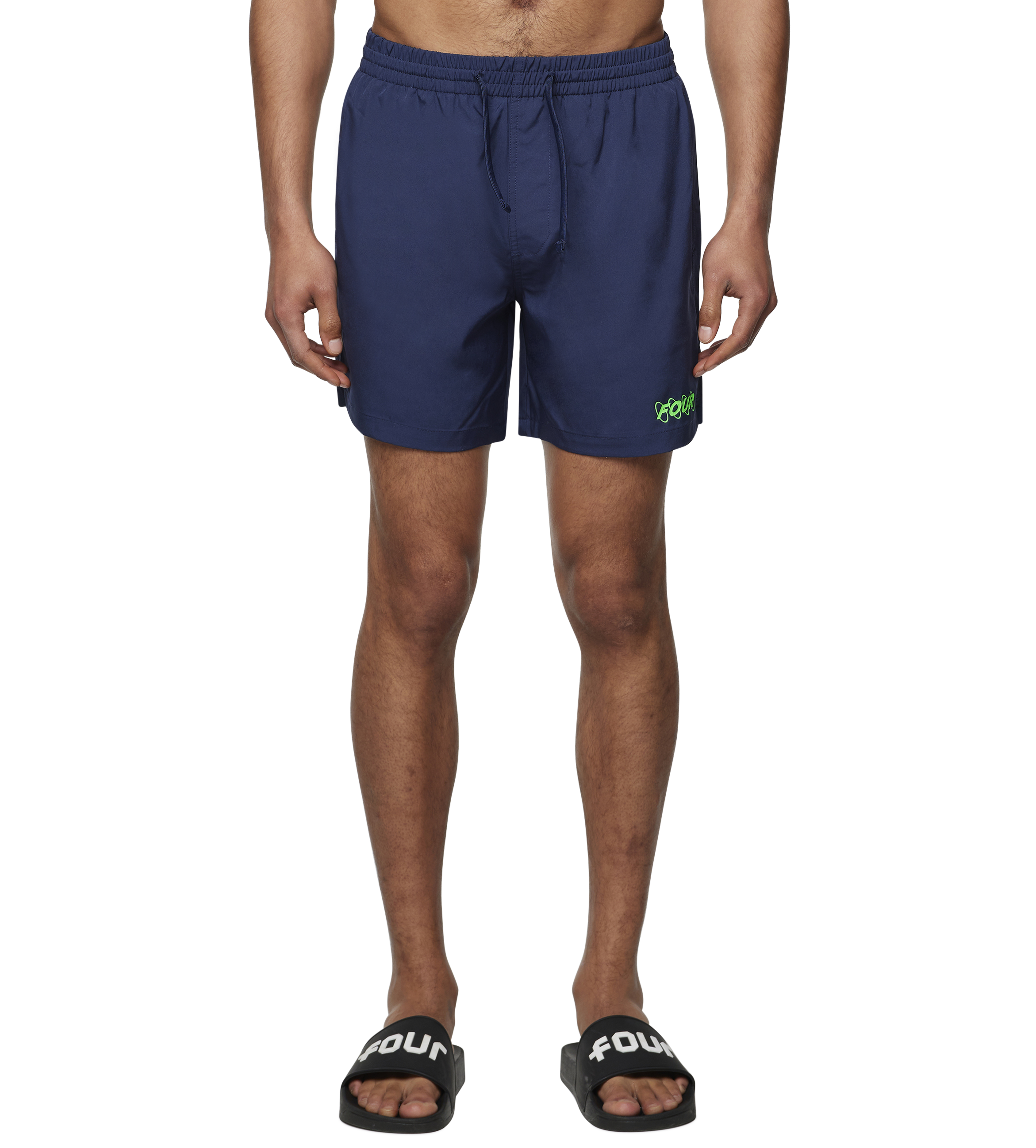 Circles Swim Shorts Marine Blue/ Neon Green