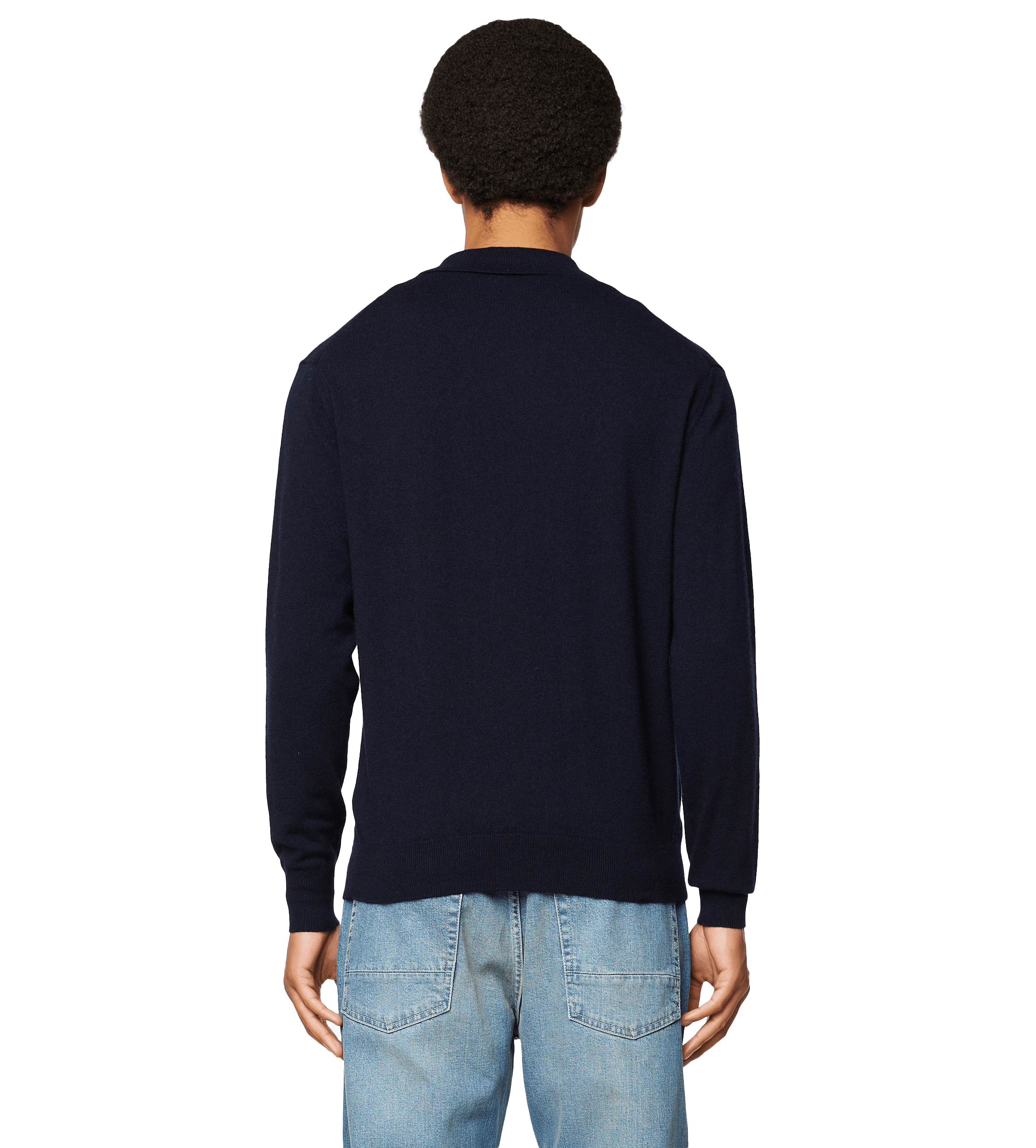 Knitted Long Sleeve Polo Navy