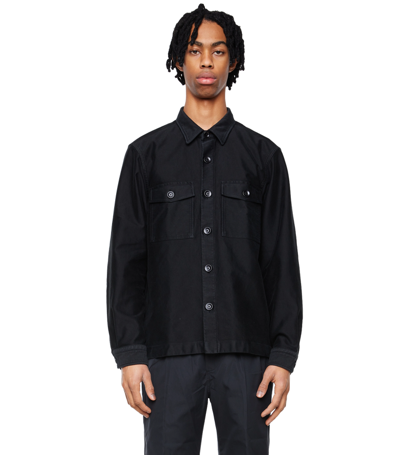 Silk Cotton Blend Shirt Black - 42