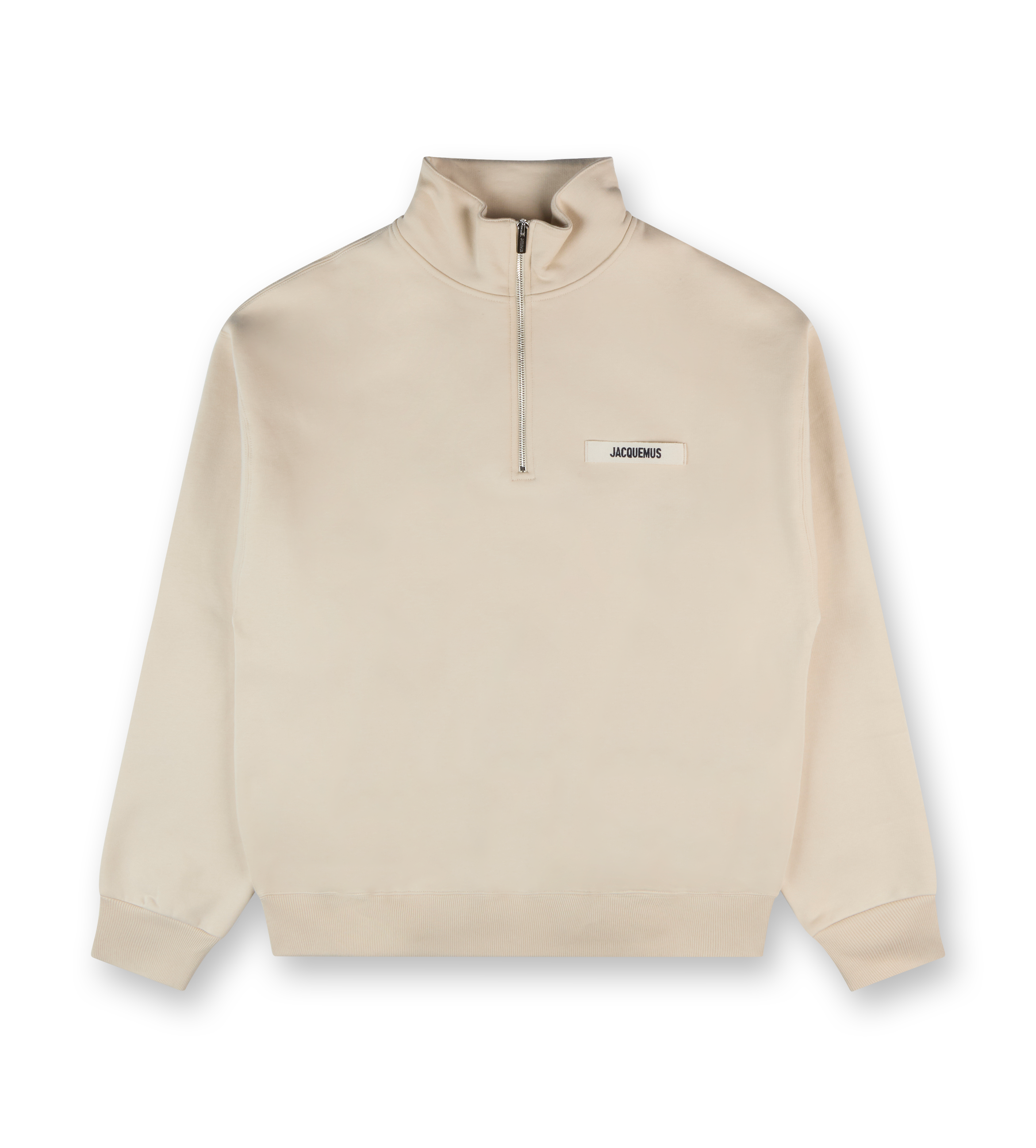 Gros Grain Zipped-Rollneck Sweatshirt Beige