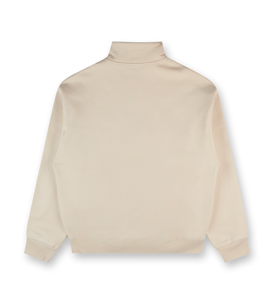 Gros Grain Zipped-Rollneck Sweatshirt Beige