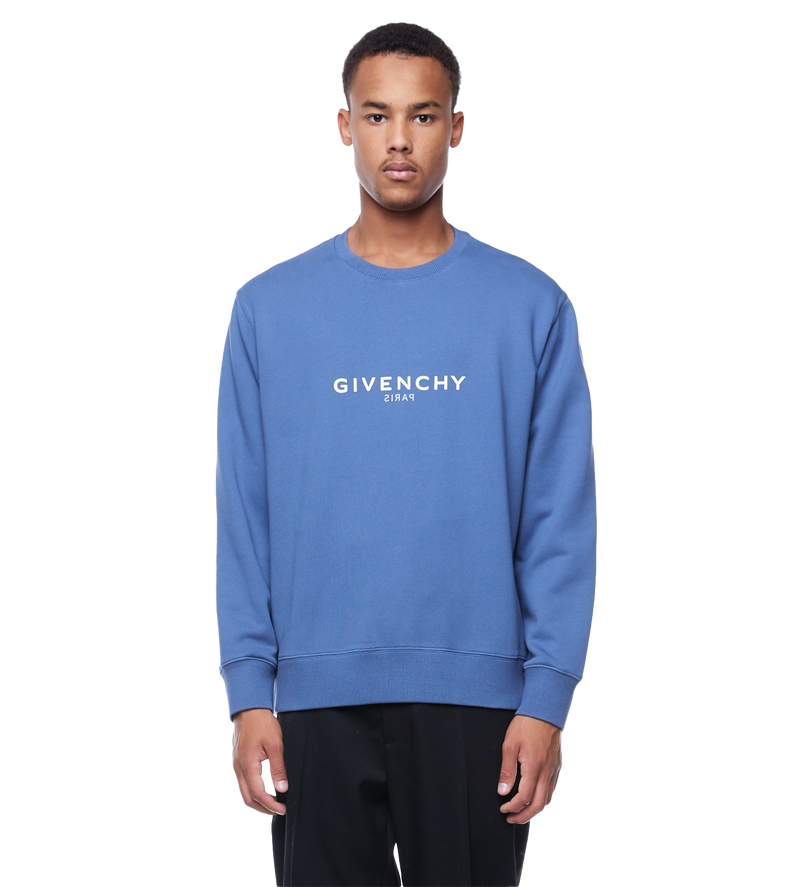 Reverse Print Sweater Military Blue - L