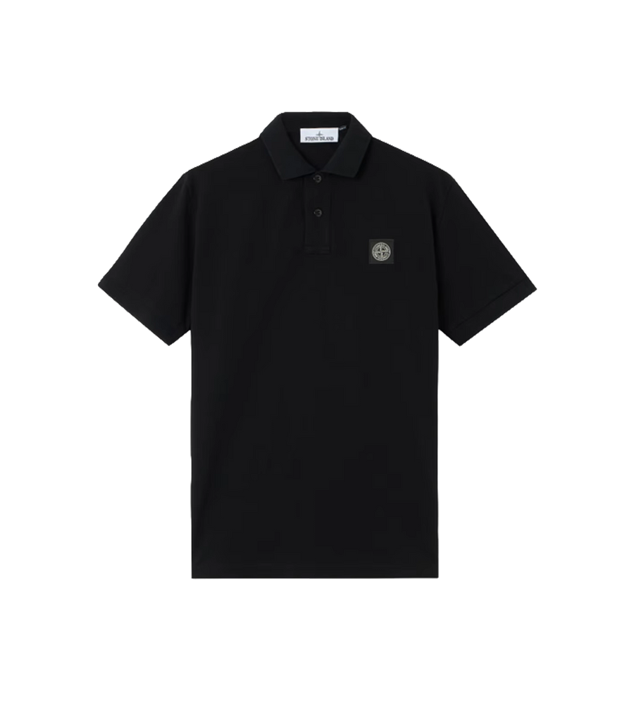 Stretchpoloshirt van biologisch katoenpiqué zwart
