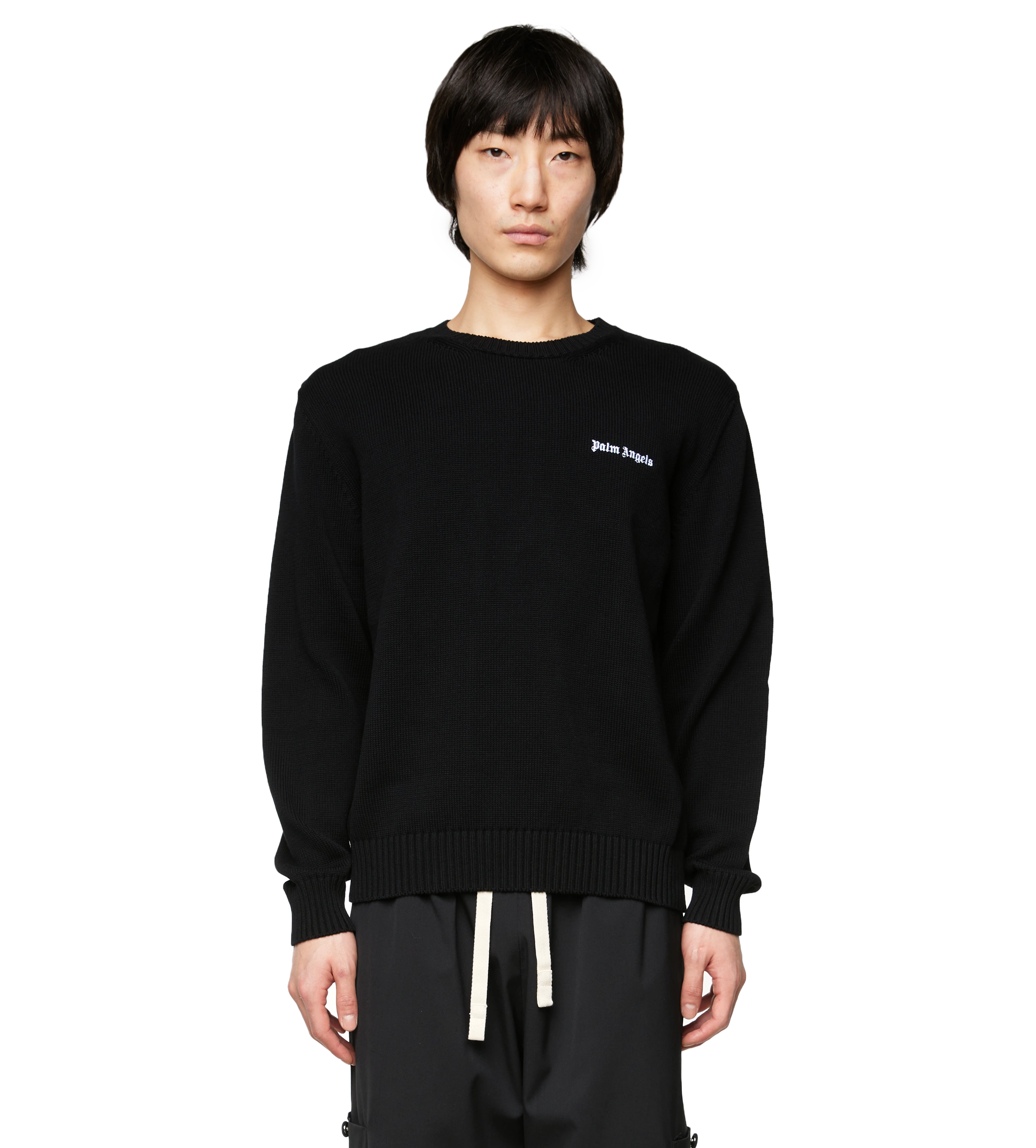 Ribbed Logo Crewneck Black