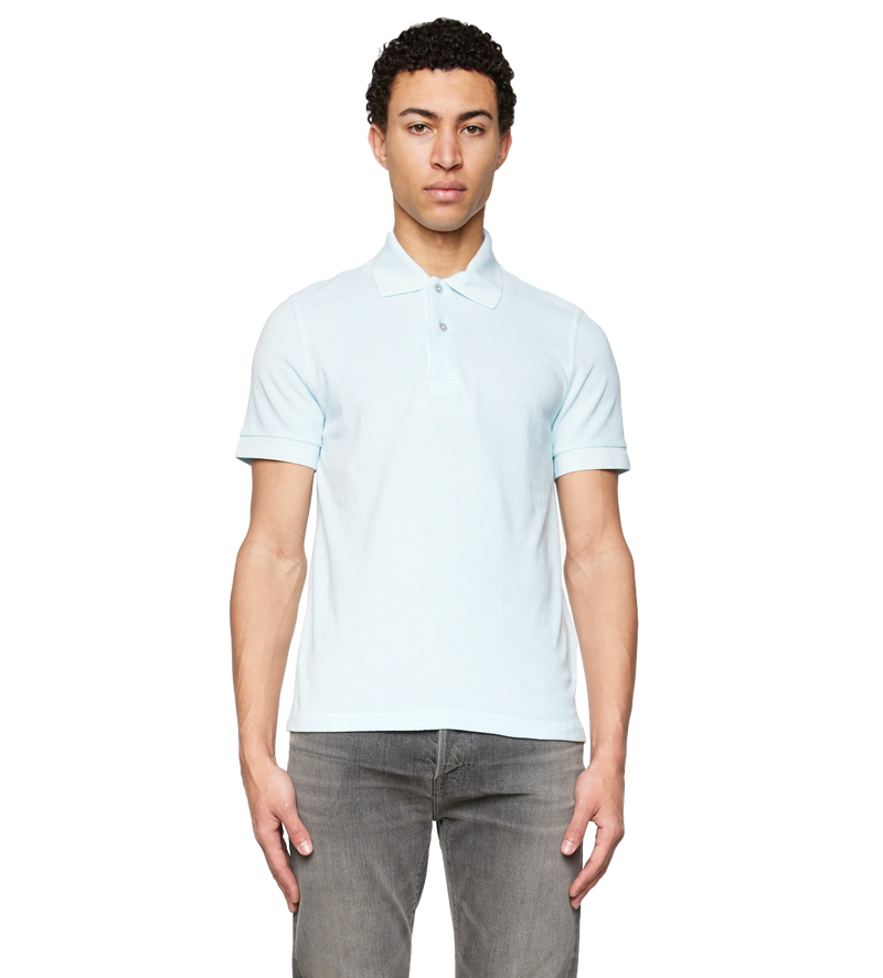 Cotton-blend Terry Polo Shirt Blue - 52
