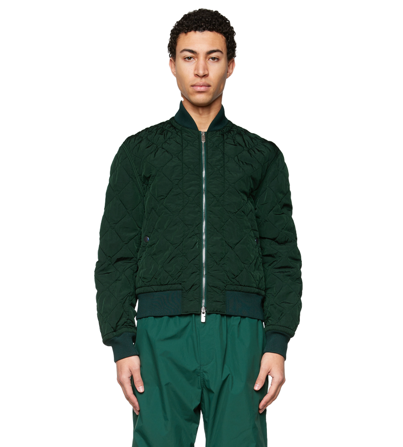 Quilted Nylon Bomber Jacket Ivy - M