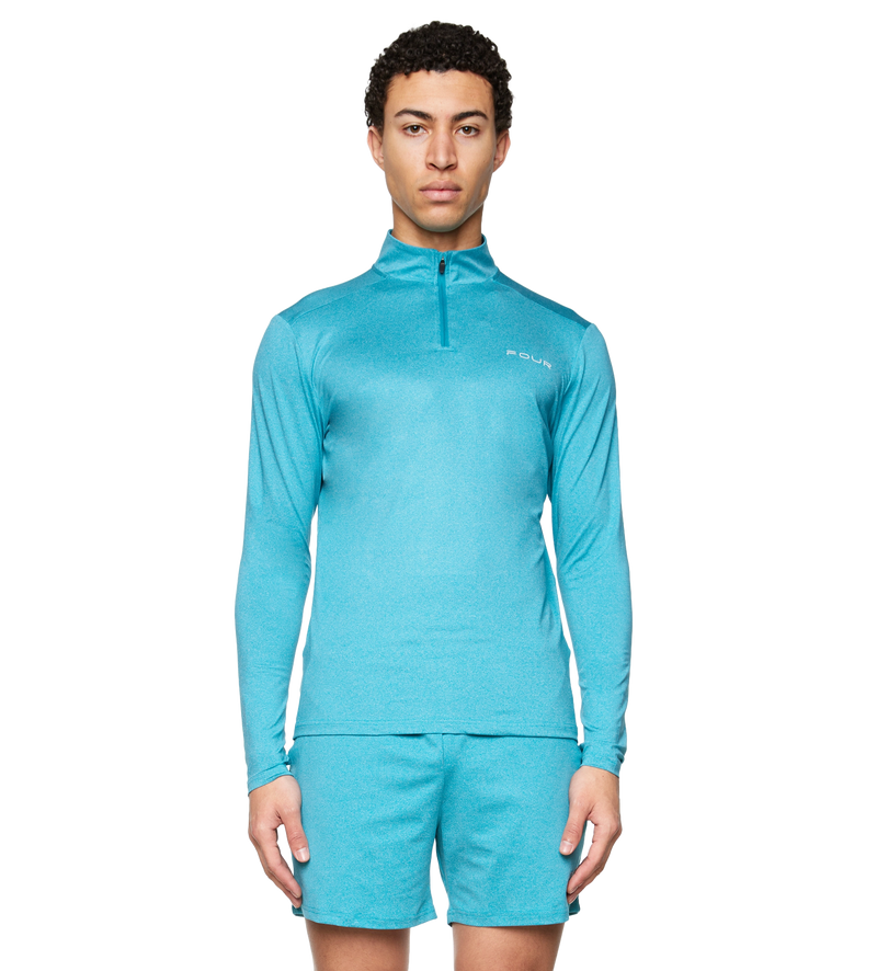 Sportswear Half Zip Melange Ocean Blue - XL