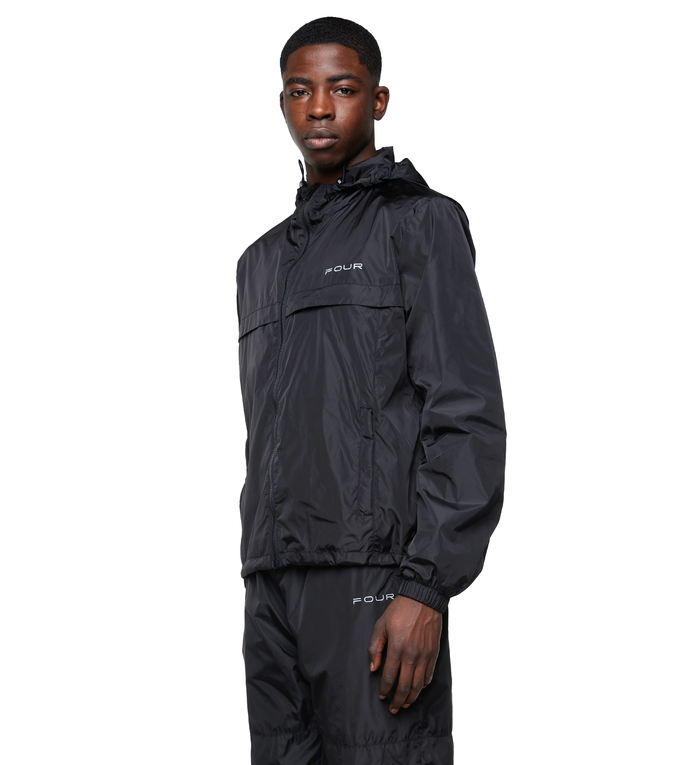 Sport Windbreaker Nylon Jacket Black