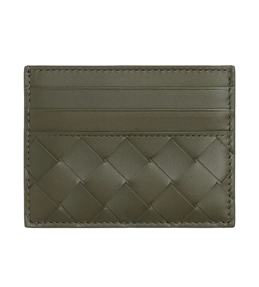 Intrecciato Credit Card Case in Crocodile
