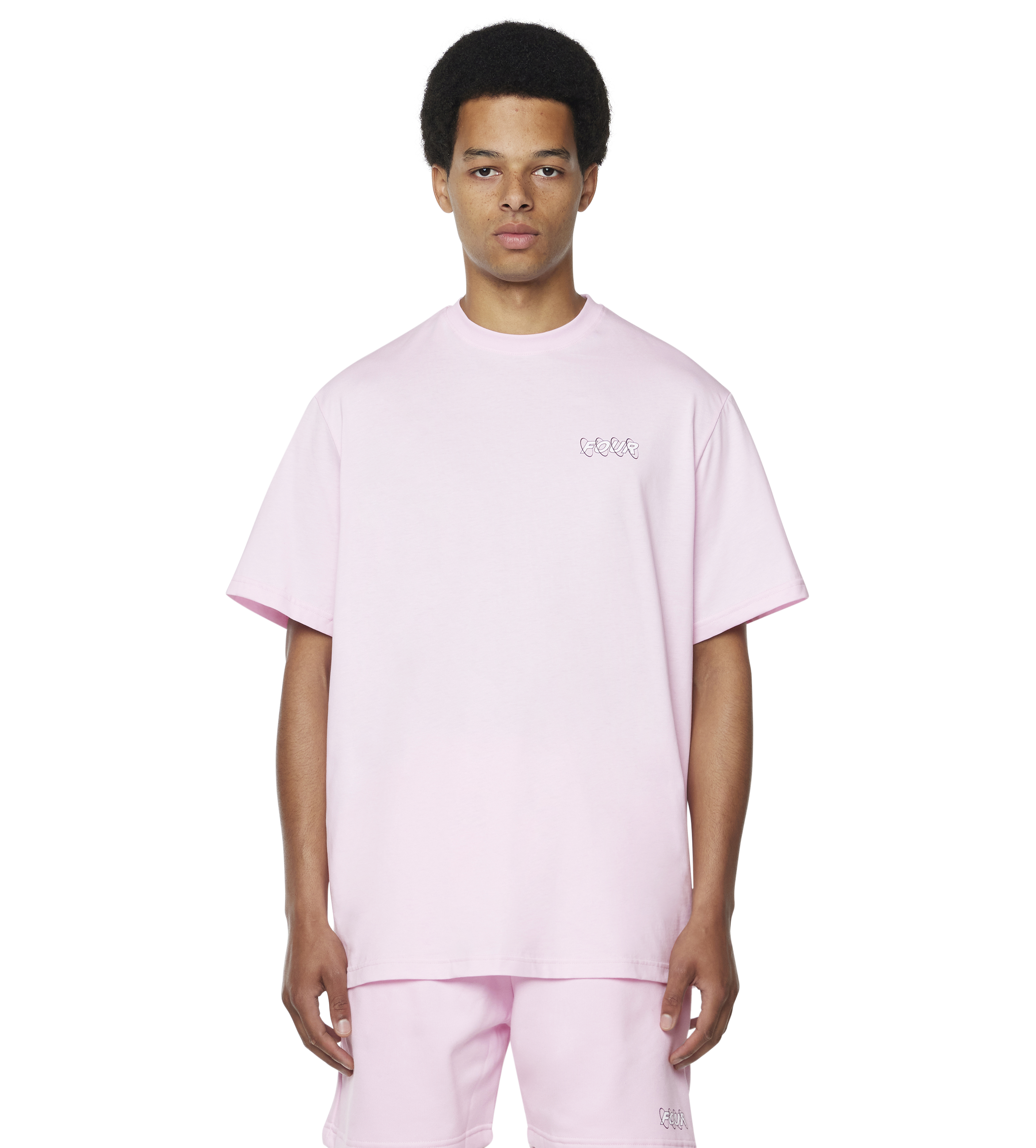 Circles T-shirt Soft Pink/ White