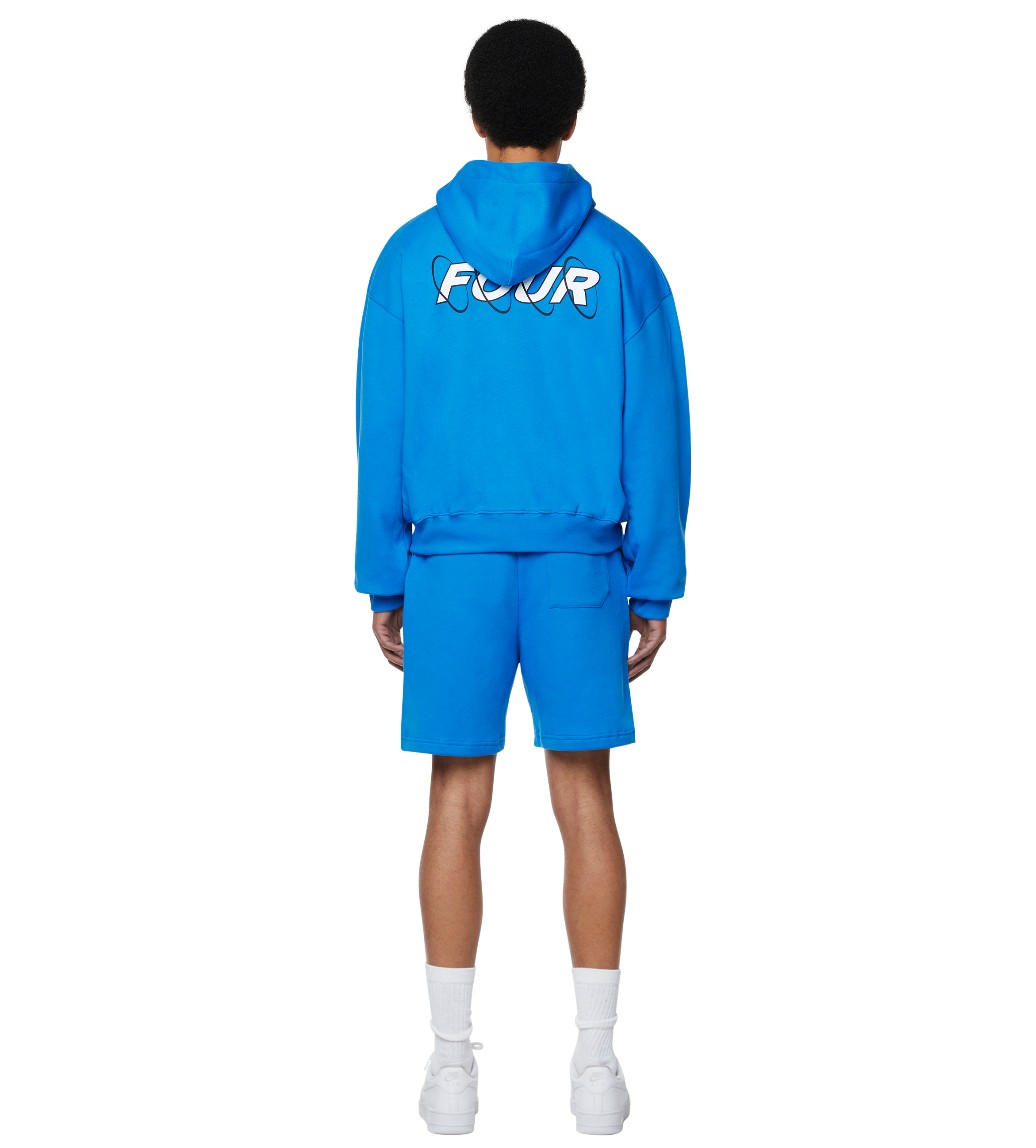 Circles Boxy Zip Up Hoodie Princess Blue/ White