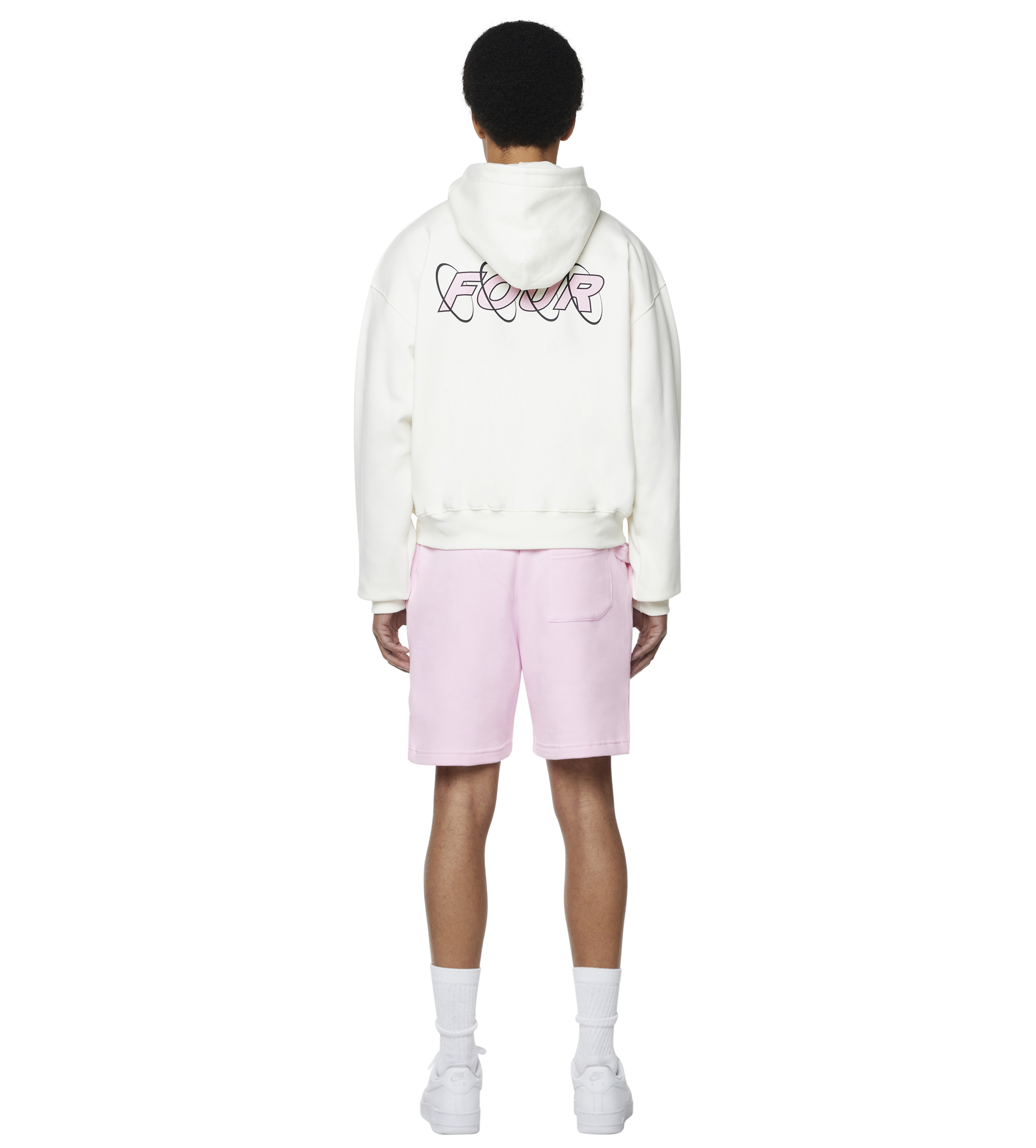 Circles Boxy Zip Up Hoodie Cannoli Cream/ Soft Pink