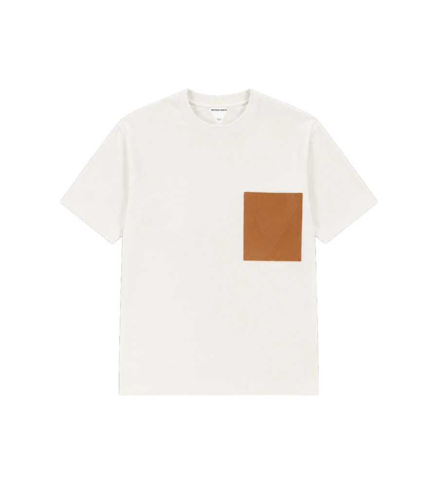T-shirt met leren zak - Wit