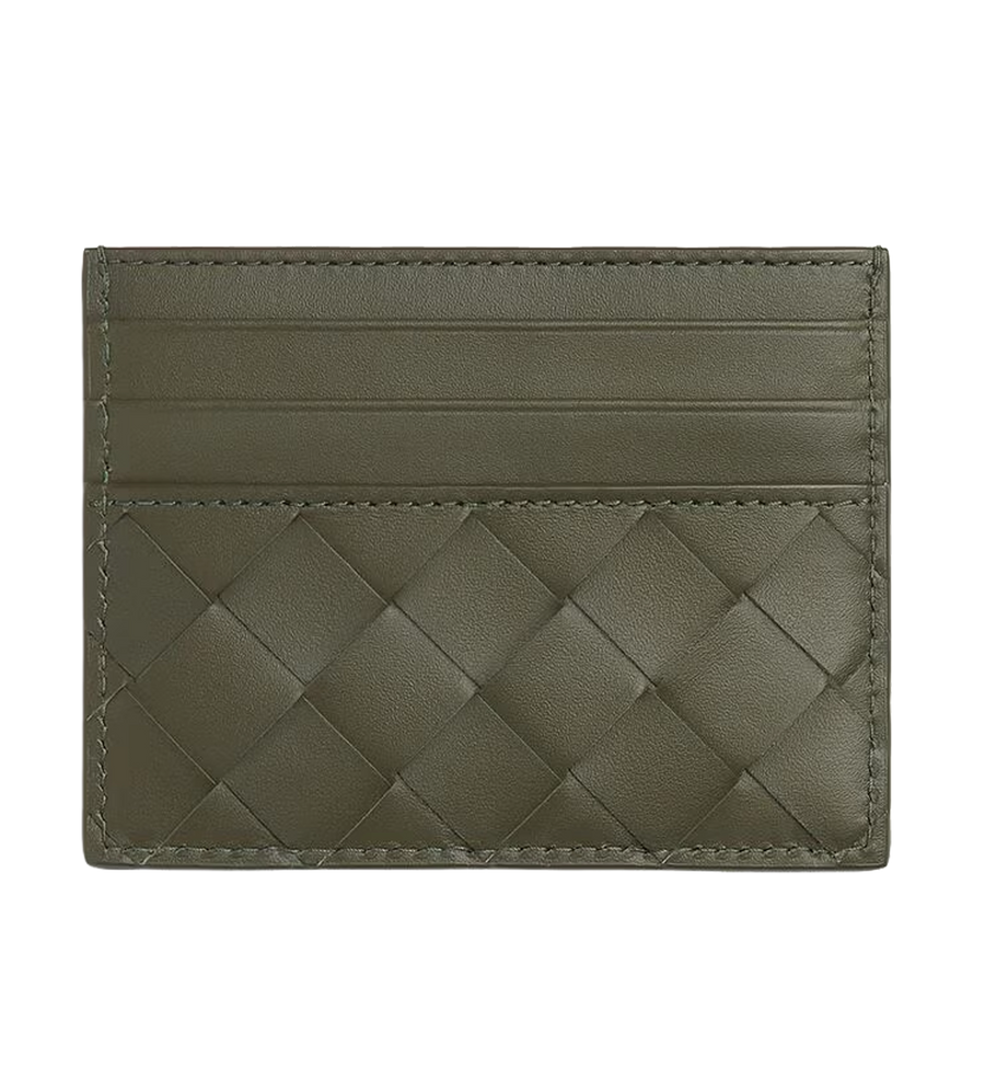 Intrecciato Credit Card Case in Crocodile