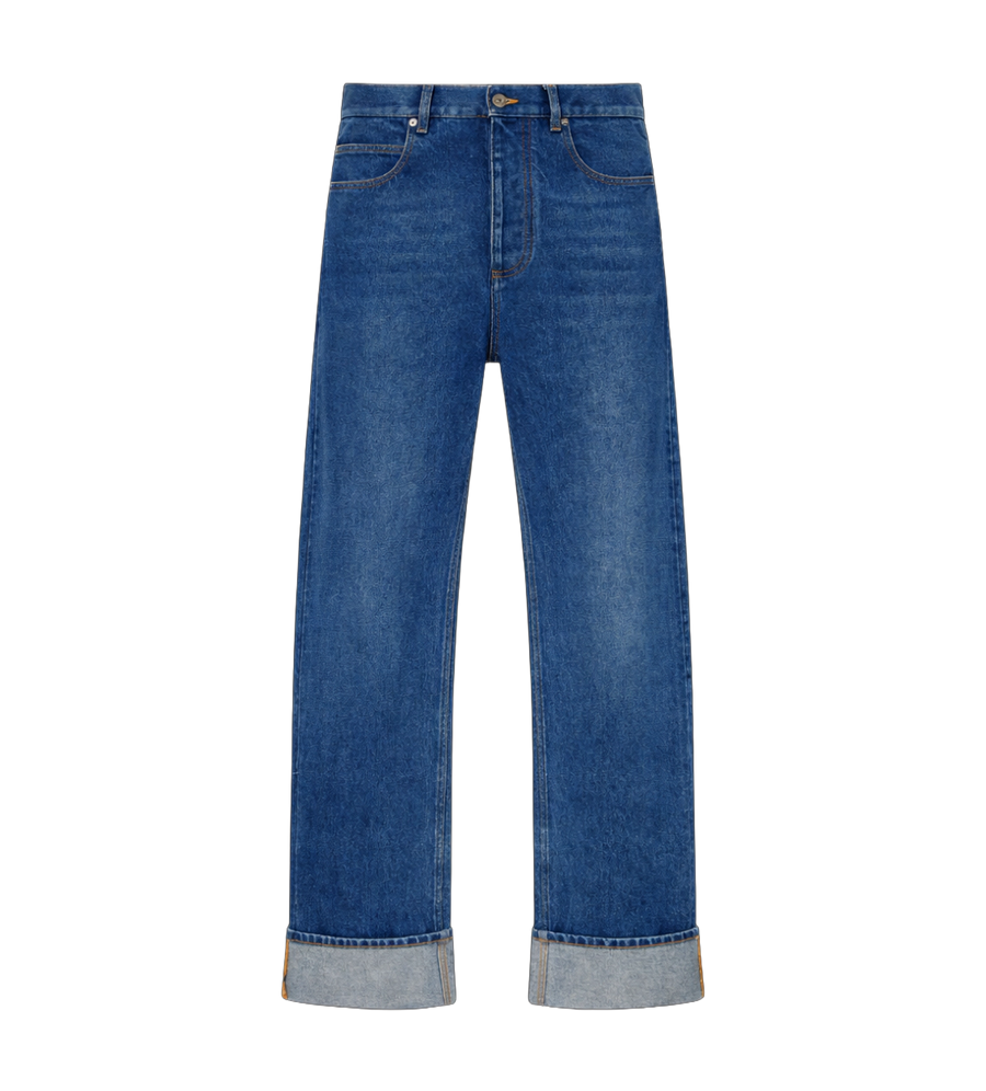 Wide-Leg Denim Jeans in Indigo