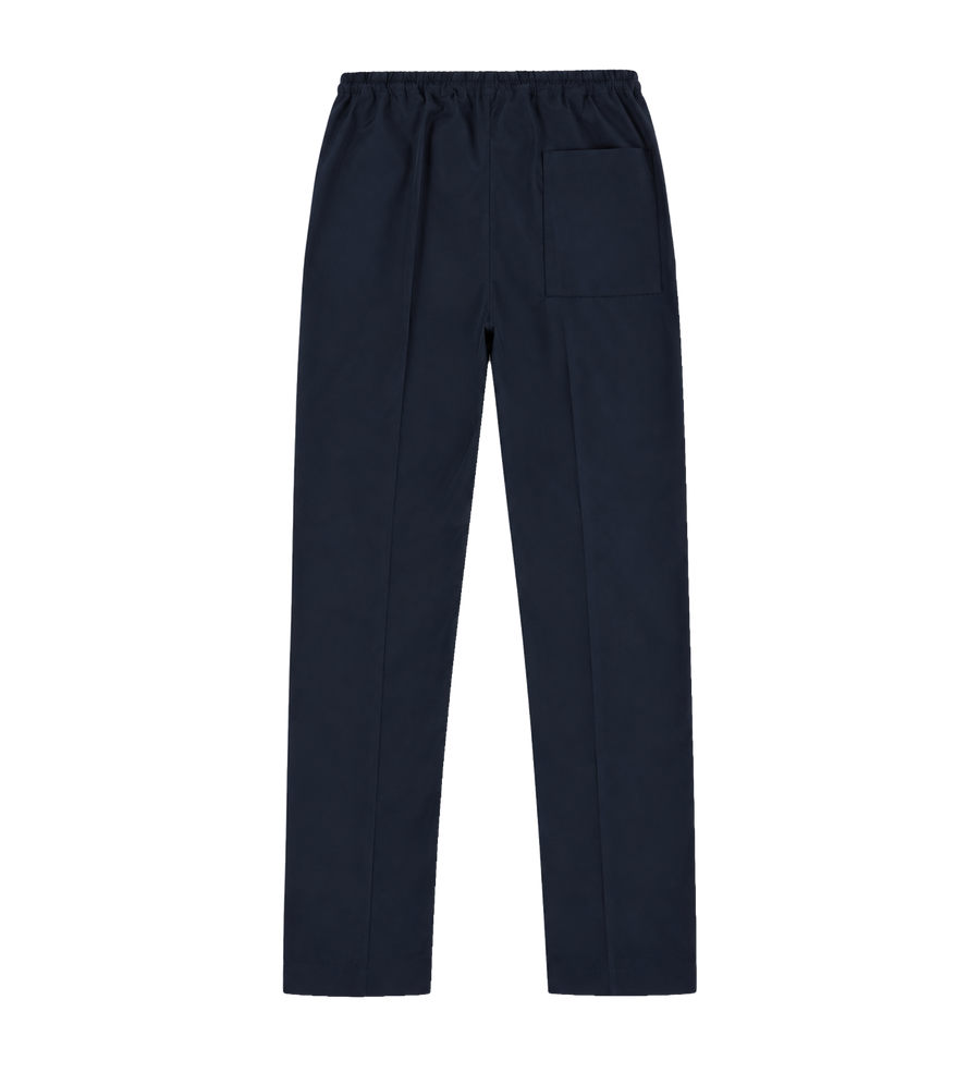 Cotton-Silk Drawstring Trousers Blue