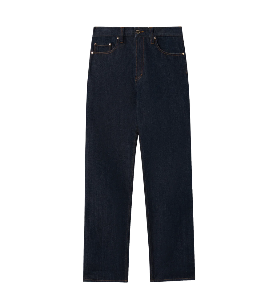 Raw Denim Straight-Leg Jeans Indigo