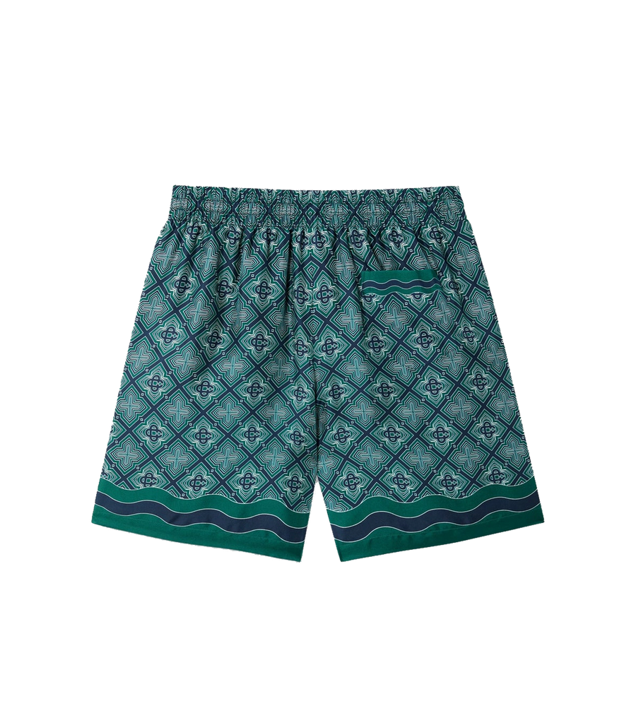 Radiant Monogram Silk Shorts in Green