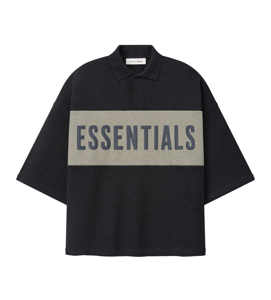 Crop-polo met panelen, ijzergrijs Heather / Zegel Heather
