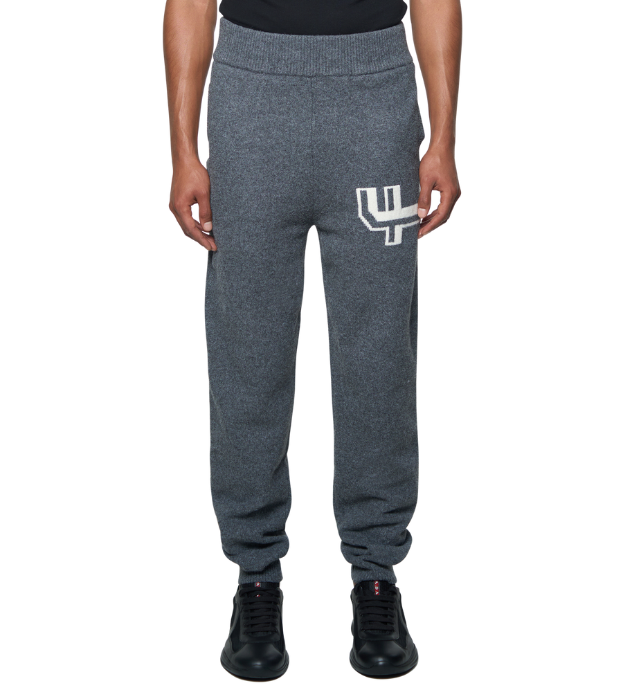 Knitted Pants Cuffed Dark Grey/ White