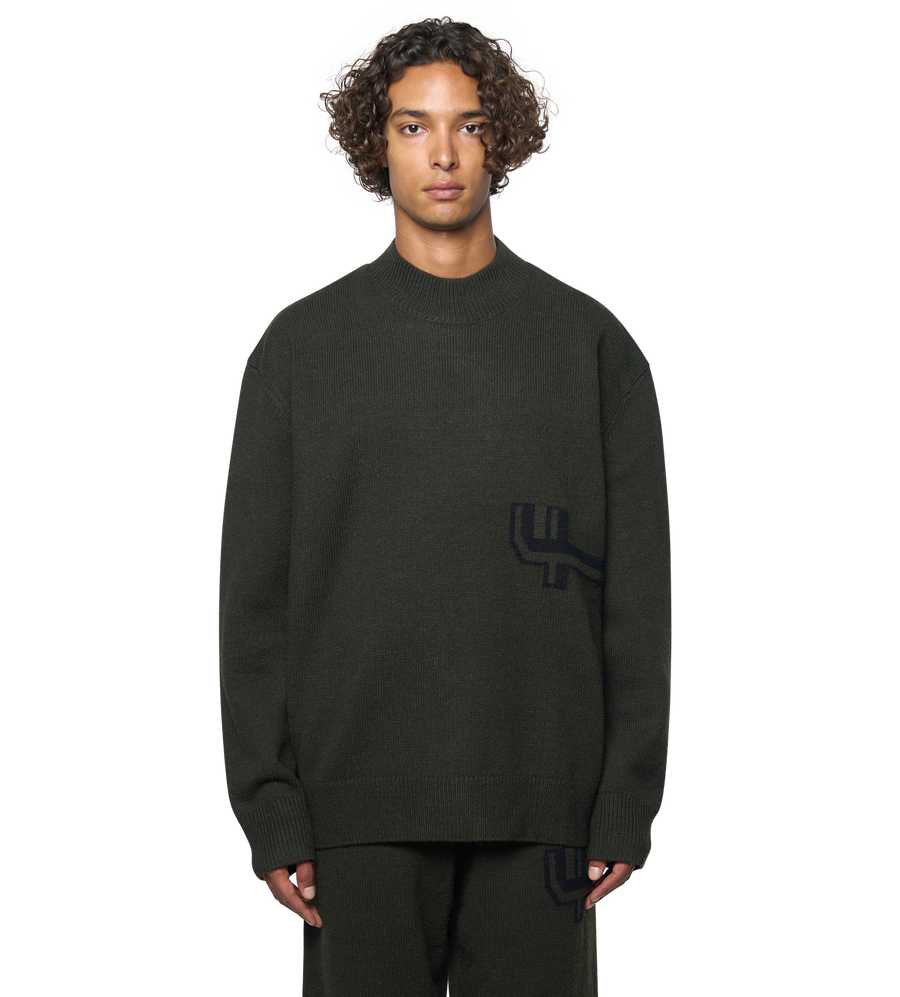 Knitted Crewneck Dark Green/ Black