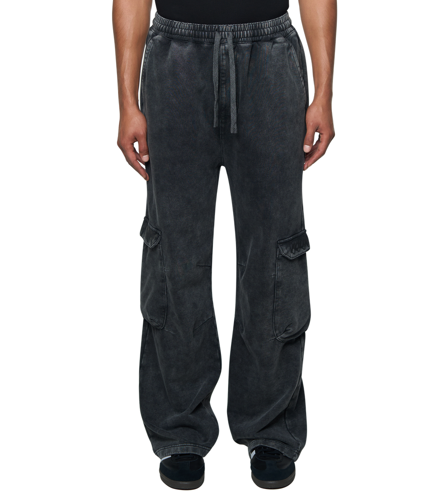 Circles Cargo Sweatpants Washed Black