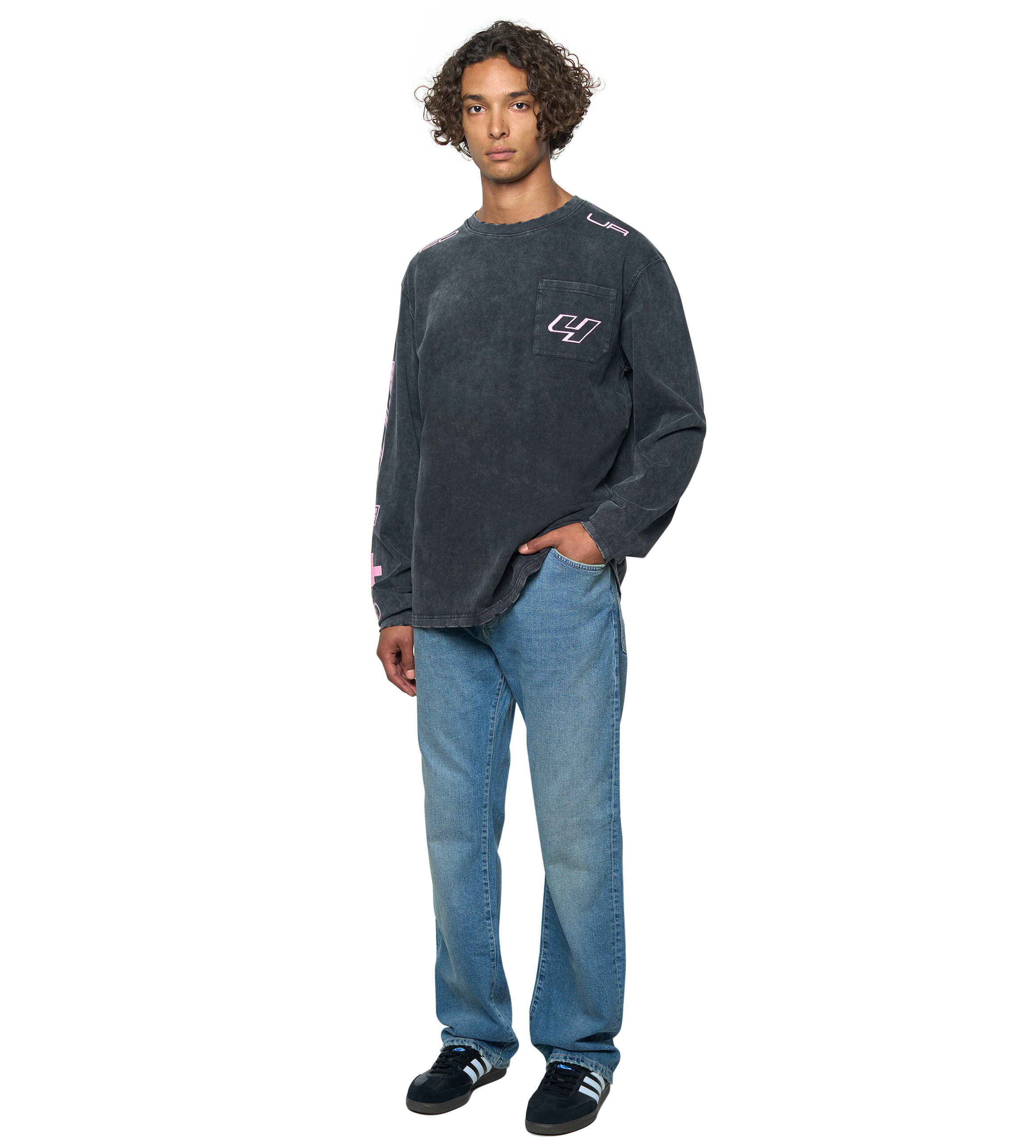 Race Comp Longsleeve T-Shirt Washed Black/ Pink