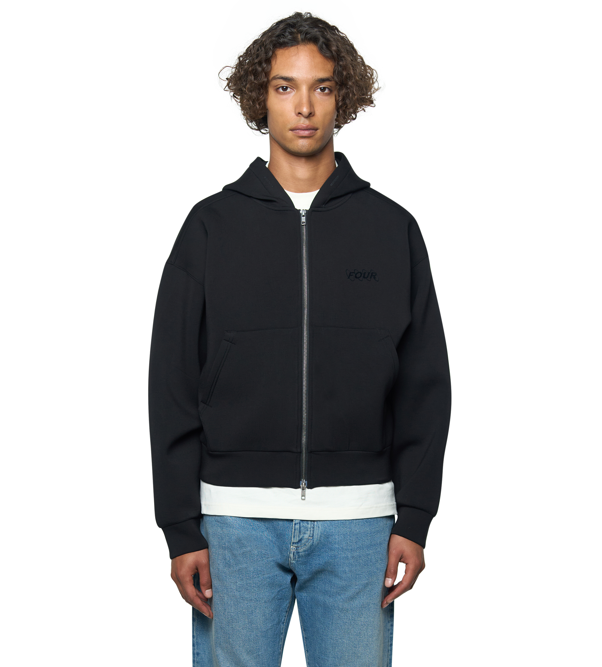 Circles Scuba Zip Up Hoodie Black