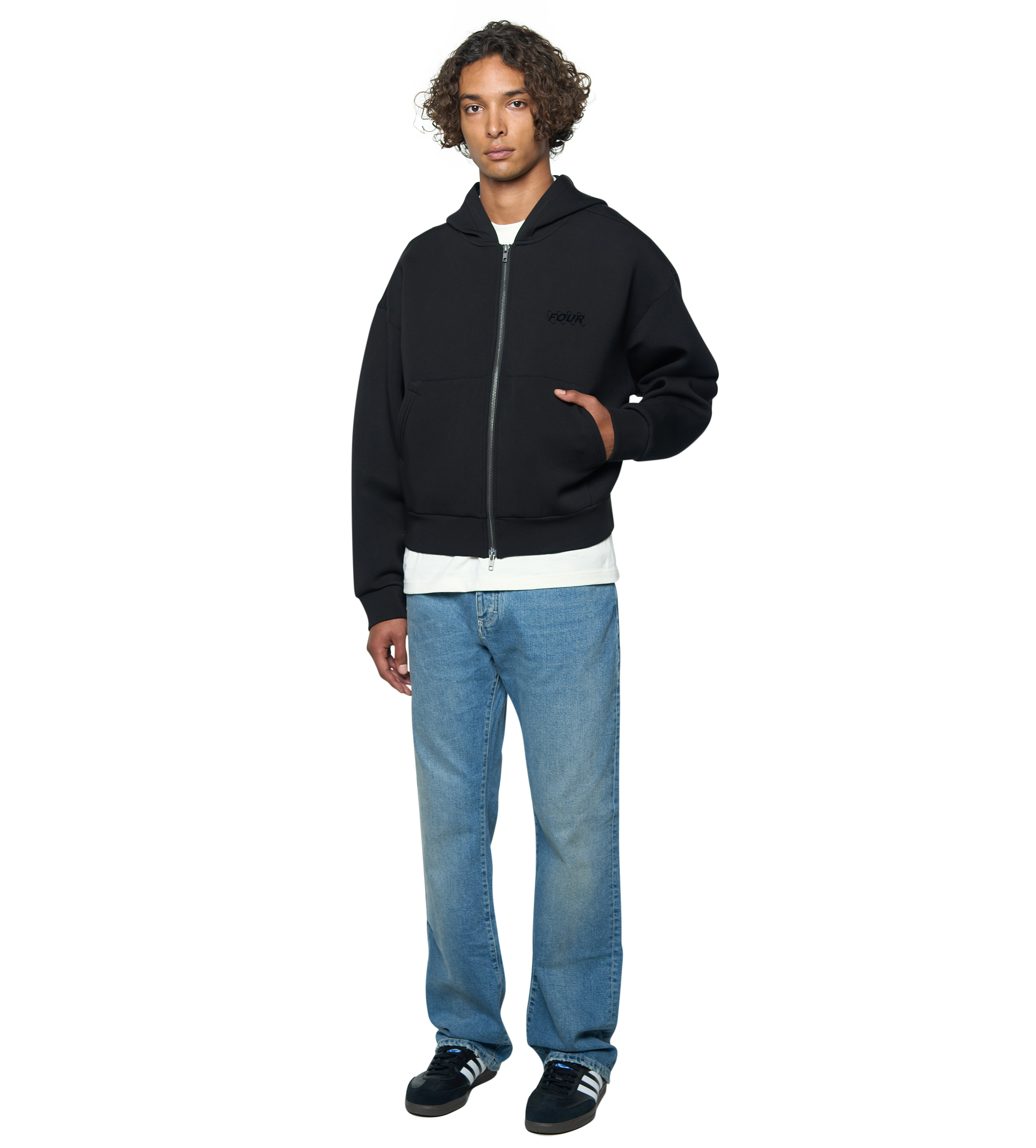 Circles Scuba Zip Up Hoodie Black