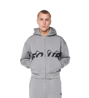 Circles Scuba Zip Up Hoodie Grey Melange