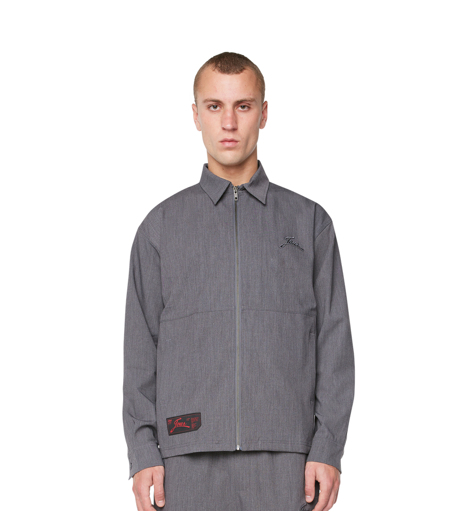 Script Shirt Jacket Dark Grey