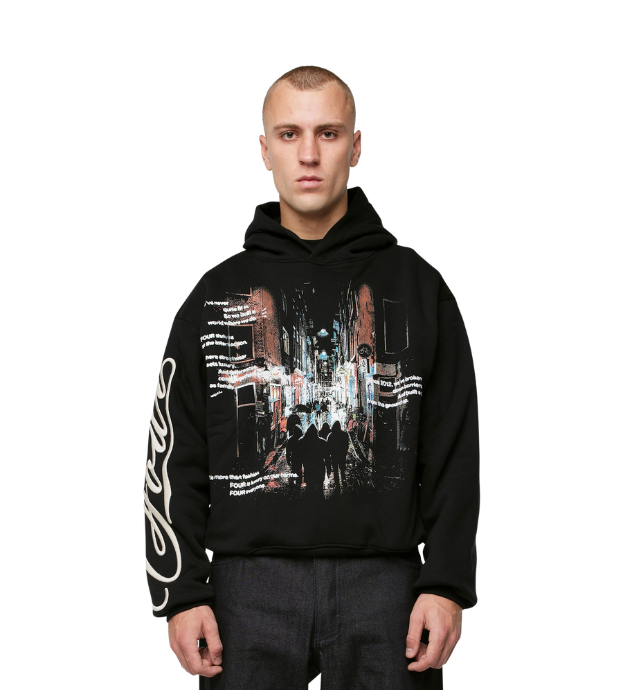 Amsterdam Souvenir Double Layered Hoodie Black