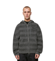 Logo Brushed Knitted Zip Hoodie Black